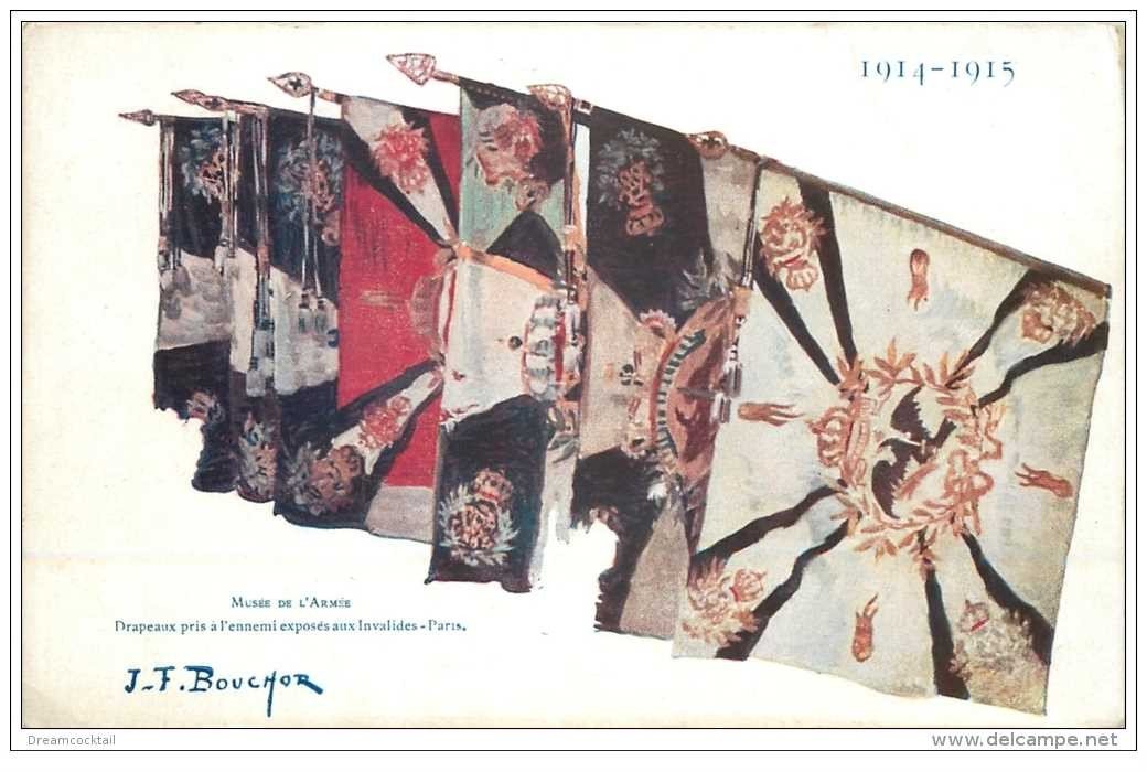 carte postale ancienne Guerre 1914-18. DRAPEAUX pris à l'ennemi par Bouchor