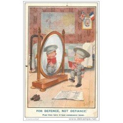 carte postale ancienne GUERRE 1914-18. For defence, not defiance. Manuel du jeune Sodat Anglais par Gilson1916. Caricature