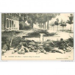 carte postale ancienne GUERRE 1914-18. Infanterie Belge en embuscade