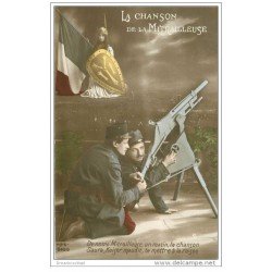 carte postale ancienne GUERRE 1914-18. La chanson de la Mitrailleuse par JK
