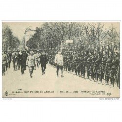 carte postale ancienne GUERRE 1914-18. La Revue des Militaires. Nos Poilus en Alsace. Tampon Bitschwiller