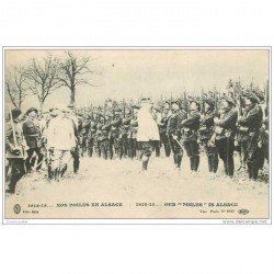 carte postale ancienne GUERRE 1914-18. La Revue des Soldats. Nos Poilus en Alsace. Tampon Bitschwiller