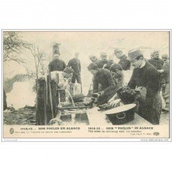carte postale ancienne GUERRE 1914-18. La Toilette au retour des tranchées. Nos Poilus en Alsace. Tampon Bitschwiller