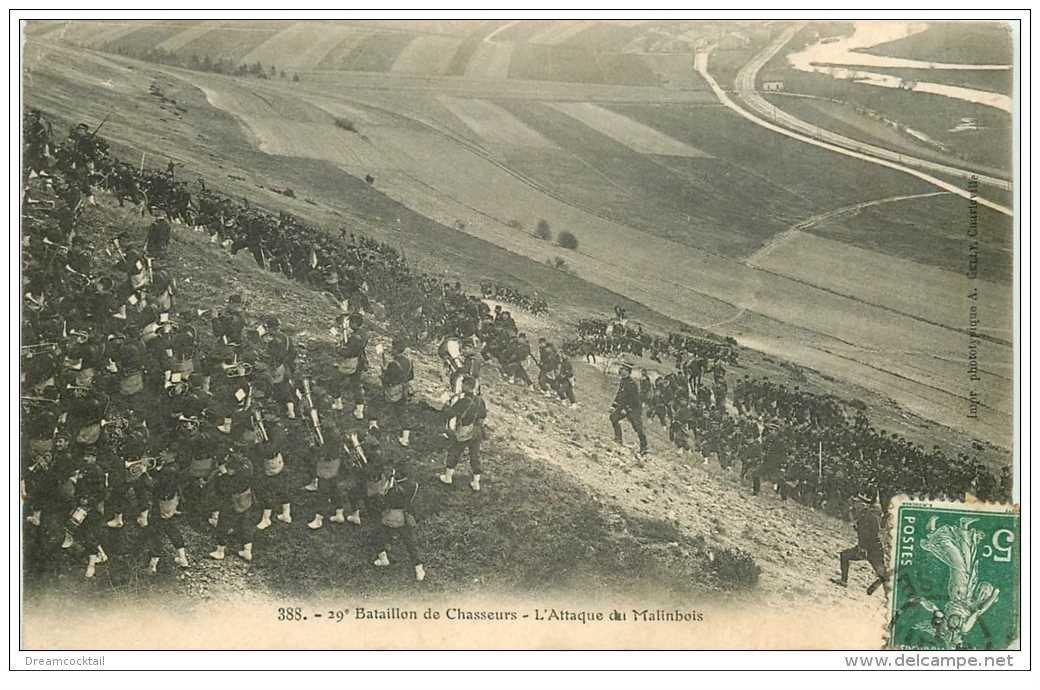 carte postale ancienne GUERRE 1914-18. L'Attaque du Malonbois 29° Bataillon de Chasseurs