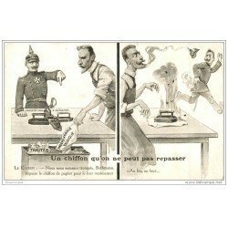 carte postale ancienne GUERRE 1914-18. Le Kaiser. Croix de Fer un chiffon qu'on ne peut pas repassert. Caricature