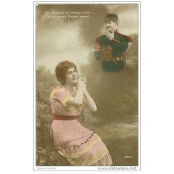 carte postale ancienne GUERRE 1914-18. Les Amoureux pour un fidèle Amour 1915