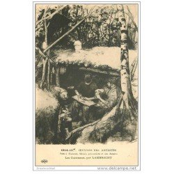 carte postale ancienne GUERRE 1914-18. Les Cuisteaux par Lambrecht. Poilus et Soldats. Oeuvres des Artistes tués ou blessés...