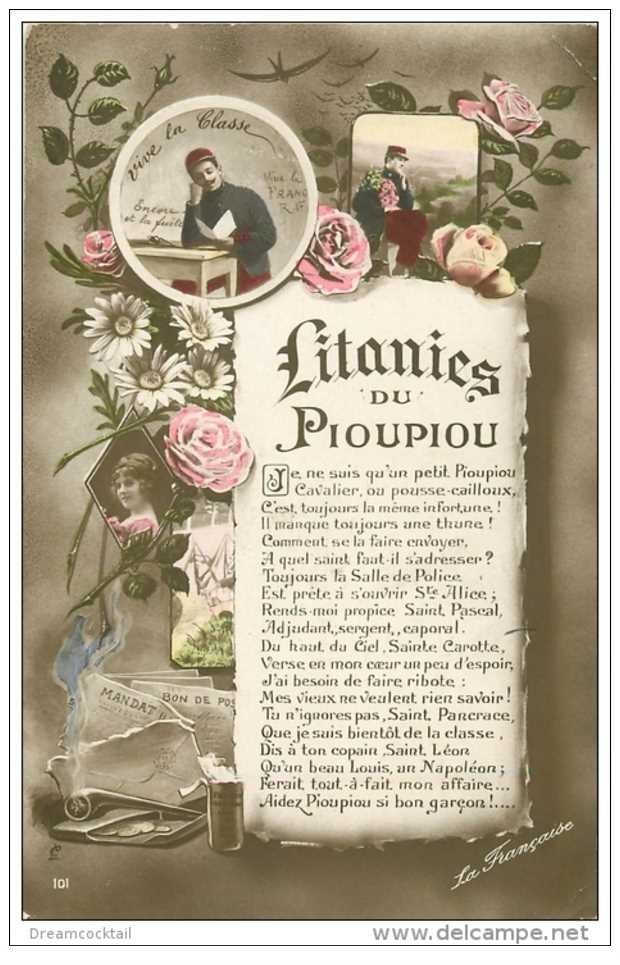 carte postale ancienne GUERRE 1914-18. Litanies du Pioupiou 1914
