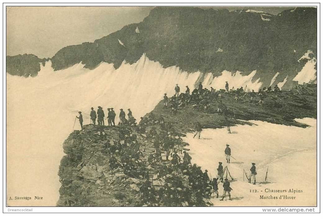 carte postale ancienne GUERRE 1914-18. Marches d'Hiver des Chasseurs Alpins
