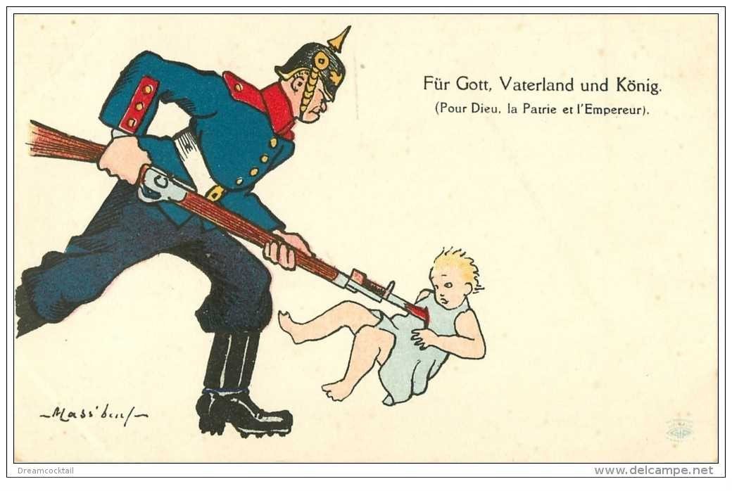 carte postale ancienne GUERRE 1914-18. Massacre d'Enfant pour Dieu, la Patrie et l'Empereur par Mass'Boeuf