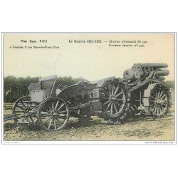 carte postale ancienne GUERRE 1914-18. Mortier allemand de 340. Canons à roues chenilles