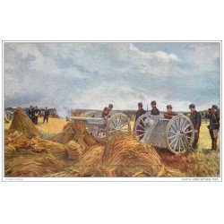 carte postale ancienne GUERRE 1914-18. Notre glorieux 75. Canons et Militaires