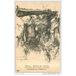 carte postale ancienne GUERRE 1914-18. Oeuvres des Artistes tués. Aux Ecoutes par Lambrecht. Poilus et Soldats