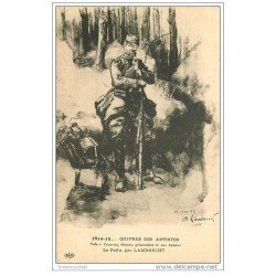 carte postale ancienne GUERRE 1914-18. Oeuvres des Artistes tués. Le Poilu par Lambrecht. Poilus et Soldats