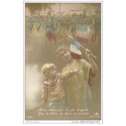 carte postale ancienne GUERRE 1914-18. Patriotique avec Drapeau tricolore 1915