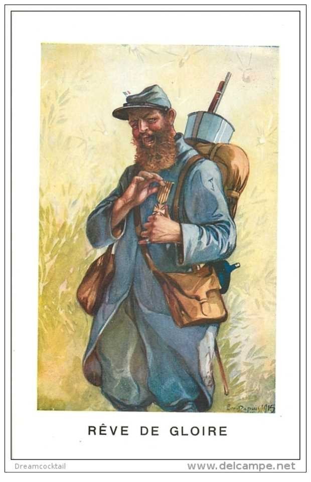 carte postale ancienne GUERRE 1914-18. Rêve de GloirePoilu et Médaille