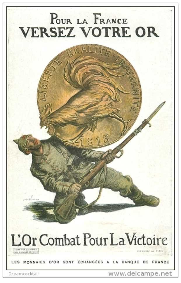 carte postale ancienne GUERRE 1914-18. Souscrivez aux Bons de la Défense Nationale. Versez votre Or 1915