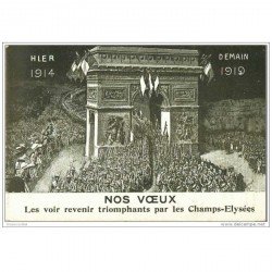 carte postale ancienne GUERRE 1914-18. Triomphants auc Champs Elysées