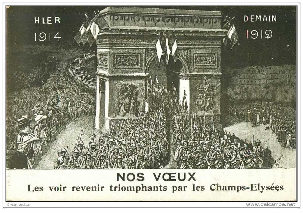 carte postale ancienne GUERRE 1914-18. Triomphants auc Champs Elysées