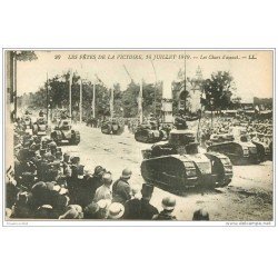 carte postale ancienne GUERRE 1914-1918. Les Chars d'assaut Tanks. Fêtes de la Victoire. Militaires et Armées