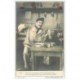 carte postale ancienne HUMORISTIQUE MILITAIRE. Soldat, pipe et écriture