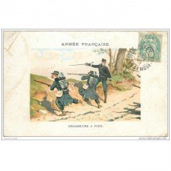 carte postale ancienne MILITARIA. Chasseurs à Pied 1906. Armée Française (défauts)