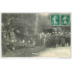 carte postale ancienne MILITARIA. La Cantine aux Manoeuvres 1908. Attelage militaire pour les Cuistos