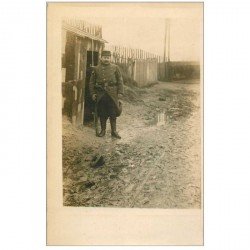 carte postale ancienne Photo carte postale MILITAIRE. Soldat Poilu de Garde 1914 15