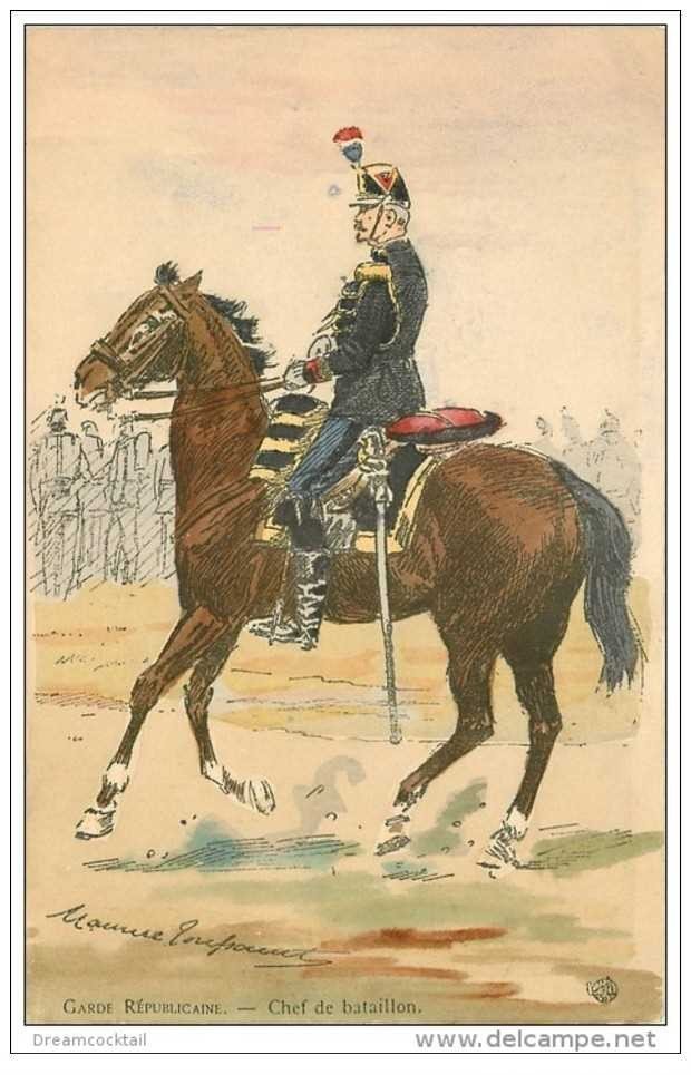 carte postale ancienne UNIFORMES. Garde Républicaine. Chef de Bataillon