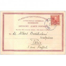 PARIS 20 Deux cartes postales adressées au Sculpteur Bartholomé. La première du Danmark vers 1900