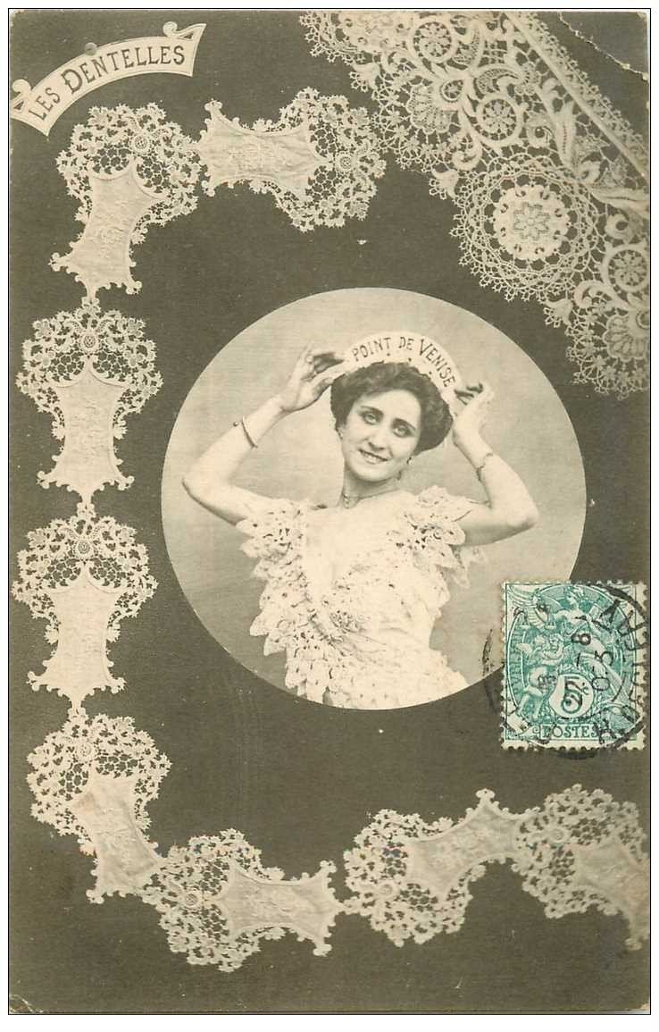 carte postale ancienne BERGERET illustrateur les Dentelles. Point de Venise 1903