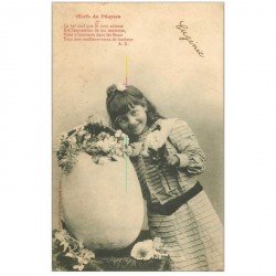 carte postale ancienne BERGERET Illustrateur. Eugénie et les Oeufs de Pques 1904