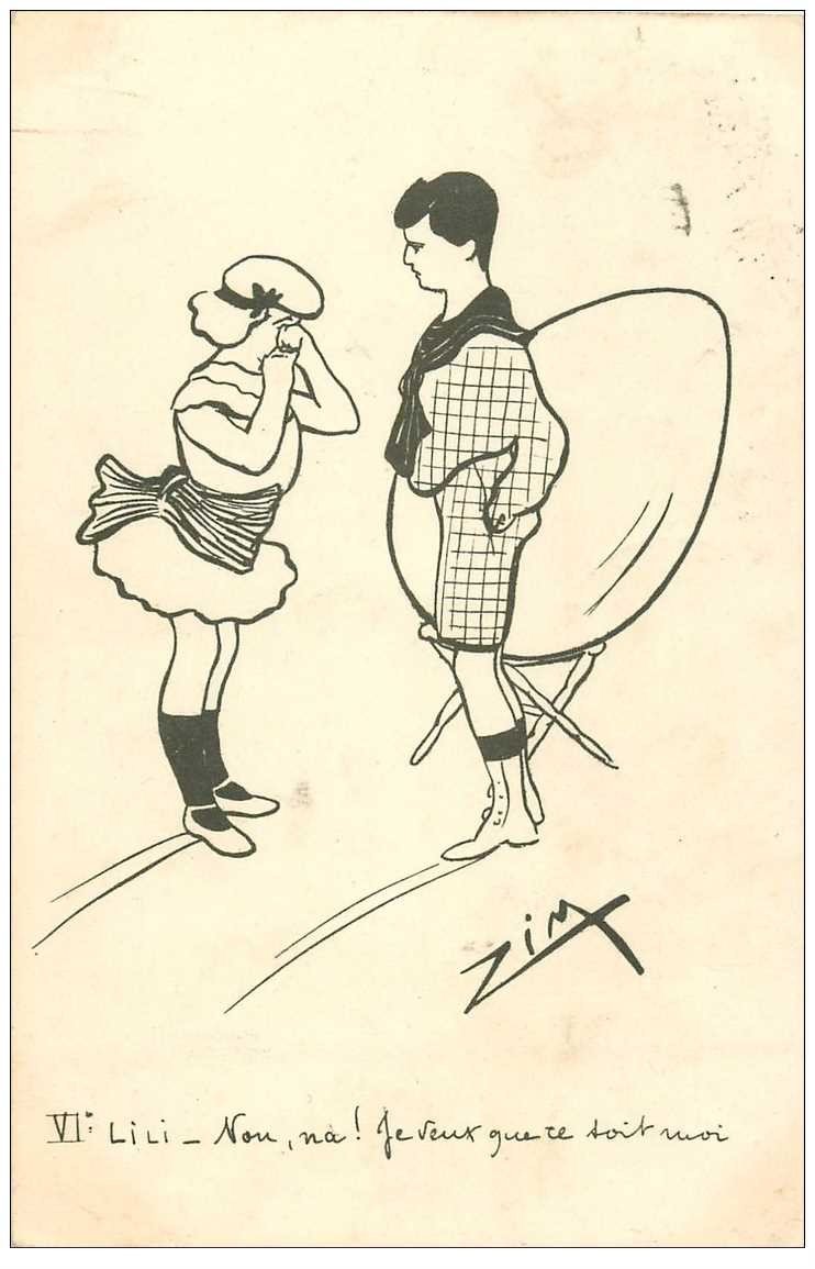 carte postale ancienne Carte Postale Fantaisie Illustrateur ZIM Lili : na je veux que ce soit moi !... 1903
