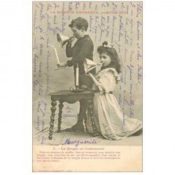 carte postale ancienne Illustrateur BERGERET. La Bougie et l'entonnoir. Marguerite 1902