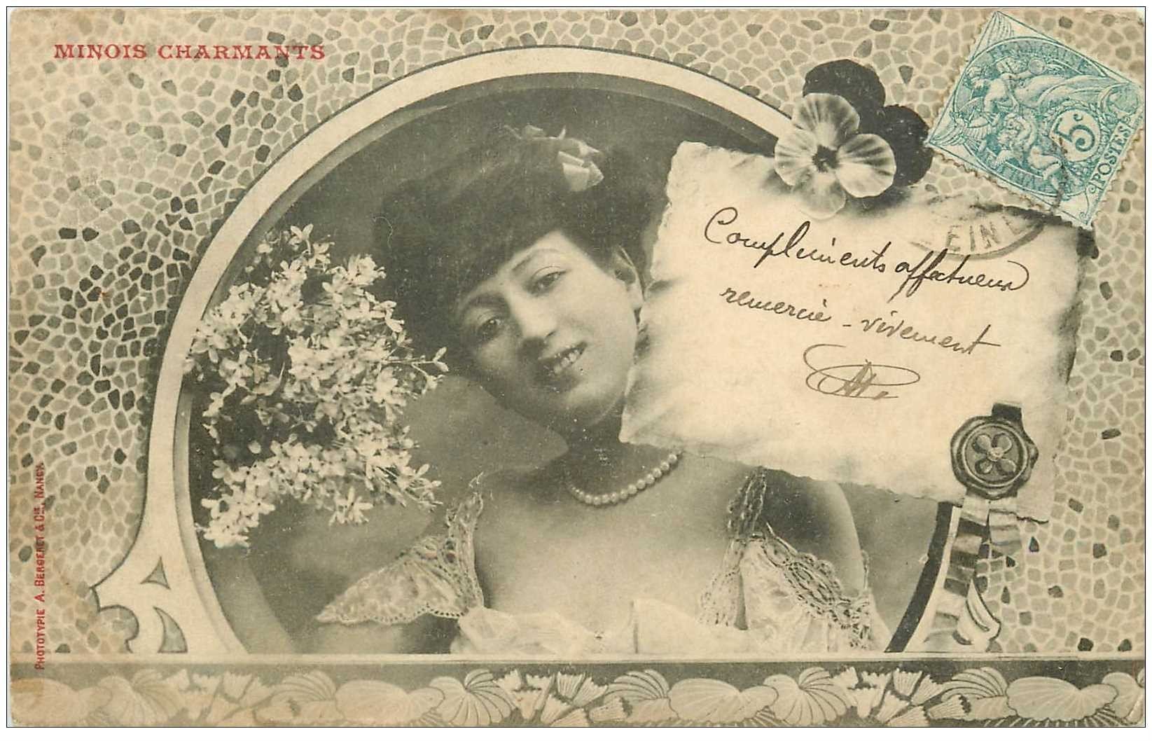 carte postale ancienne Illustrateur BERGERET. Minois charmants vers 1904