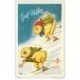 carte postale ancienne ILLUSTRATEURS. Poussins sur Skis par George