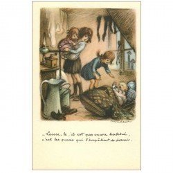 carte postale ancienne POULBOT illustrateur. Les puces et le Bébé