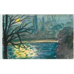 Véritable carte peinte à la main sur papier à dessin de luxe. Non signée