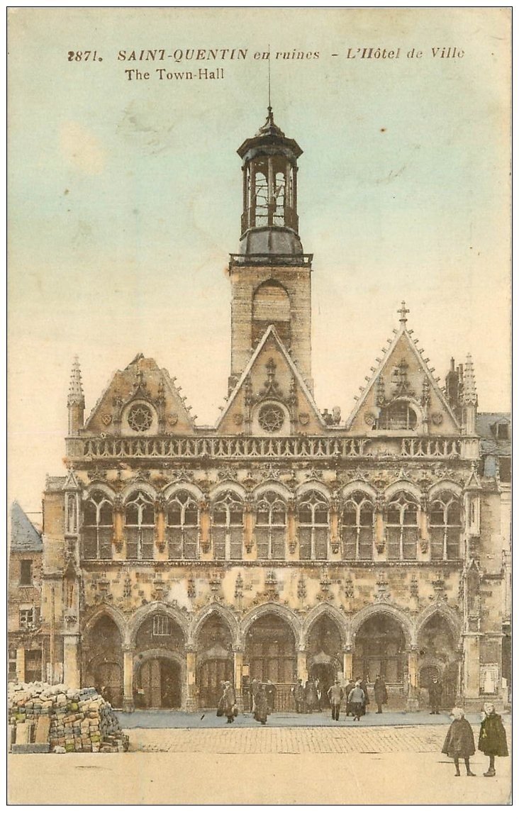 carte postale ancienne 02 SAINT-QUENTIN. Hôtel de Ville 1928