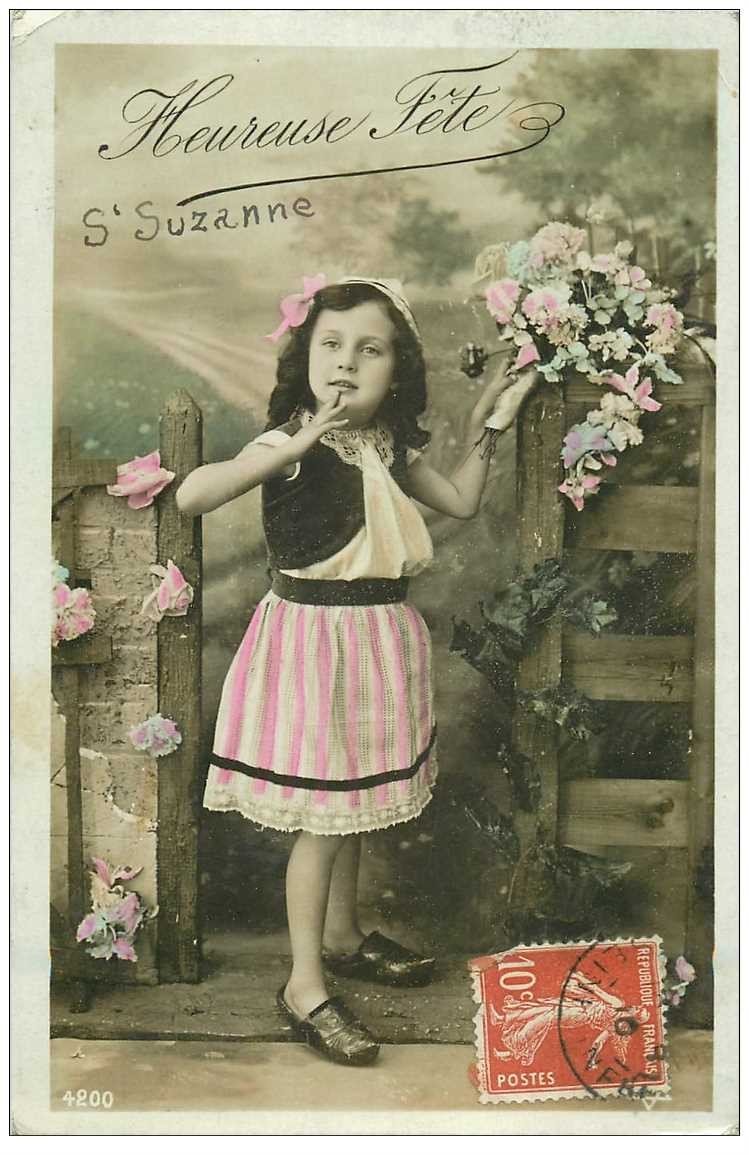 carte postale ancienne PRENOMS. Sainte Suzanne 1910