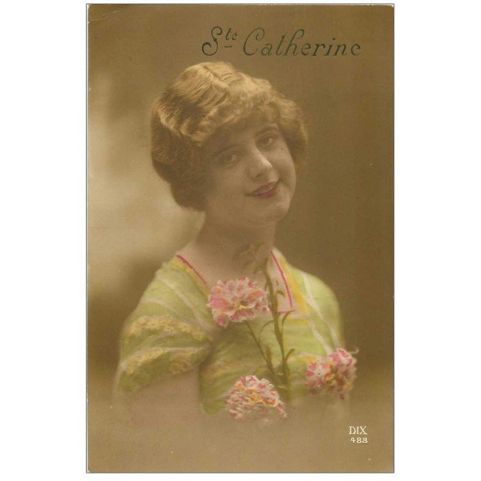 Beauté vintage de Sainte Catherine - Carte ancienne sainte