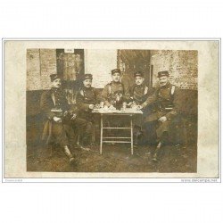 carte postale ancienne GUERRE 1914-18. 1° Régiment Infanterie jeu de cartes la Classe 1900