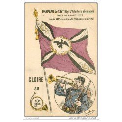 carte postale ancienne Guerre 1914-18. DRAPEAU 132° Régiment Infanterie allemande pris par 10° Bataillon