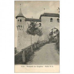 SUISSE. Remparts de Gruyères Château Saint Germain avec gamin