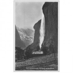 SUISSE. Lauterbrunnen Staubbach und Grosshorn. Photo Cpa 1932