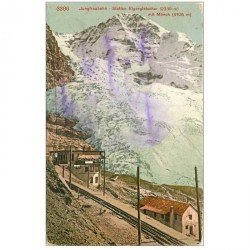 SUISSE. Jungfraubahn Station Eigergletscher mit Mönch 1912