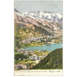 SUISSE. Saint Moritz. Bad und Dorf mit Piz Kesch 1908