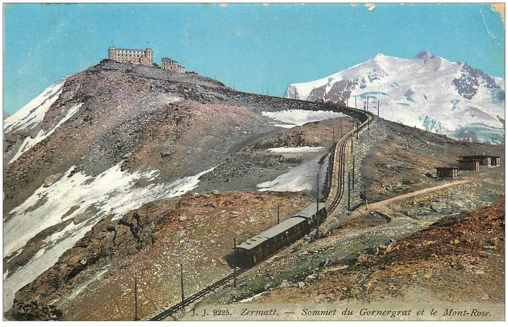 SUISSE. Zermatt Sommet du Gonergrat et Mont Rose Train à crémaillière 1912