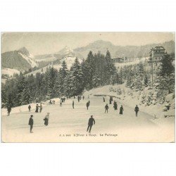 SUISSE. CAUX. Le Patinage en Hiver vers 1900