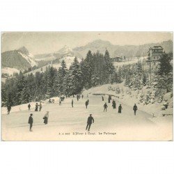 SUISSE. CAUX. Le Patinage en Hiver vers 1900